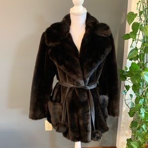 Vintage Leather & Faux Fur Coat~Size Small-Medium